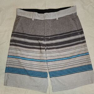 Striped Gray and Blue Men's Board Shorts